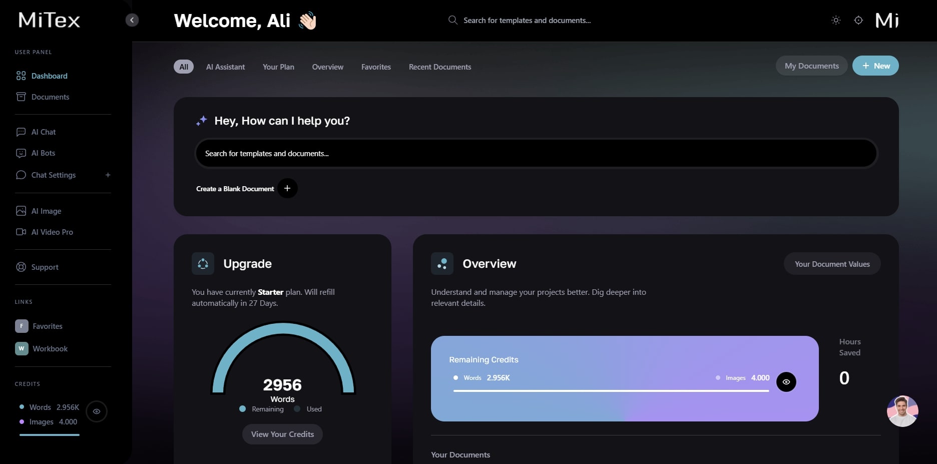 MagicAI Dashboard Mockup